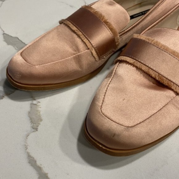 Zara Slip On Basic Satin Slip On Loafer Frayed Fringed Light Pink Womens… - Picture 9 of 11